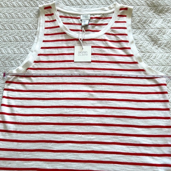 SIGRID OLSEN NWT 100% Cotton Red/White Stripe Tank Top Size L - Picture 10 of 14